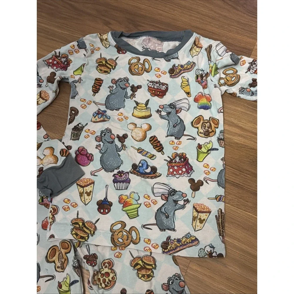 Showstoppers Disney Ratatouille Mickey Snacks Pajamas Sz 3T Boys Girls Bamboo